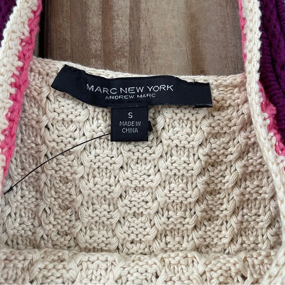 Marc New York Andrew Marc Crochet Knit Tank Top Boho Striped Small - Picture 5 of 6